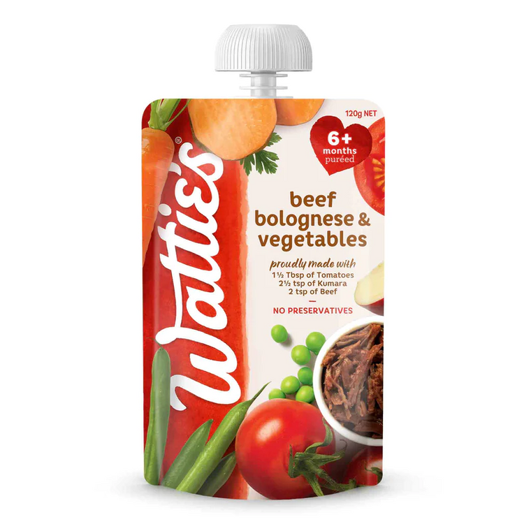 Watties Beef Bolognese & Vegetables Baby Food 6+ Months Pouch 150g