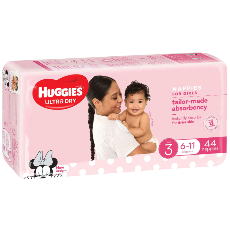 Huggies Ultra Dry Crawler Size 3 Girls Nappies 44pk