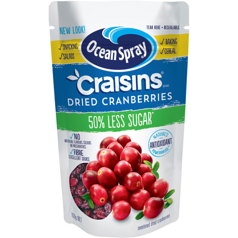 Ocean Spray Craisins Reduced Sugar Dried Cranberries 150g