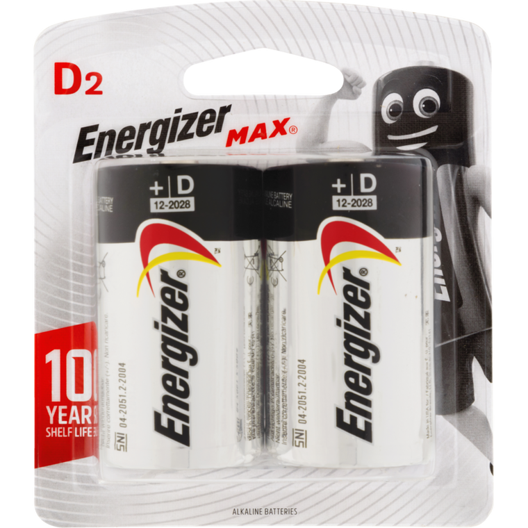 Energizer Max D 2pk