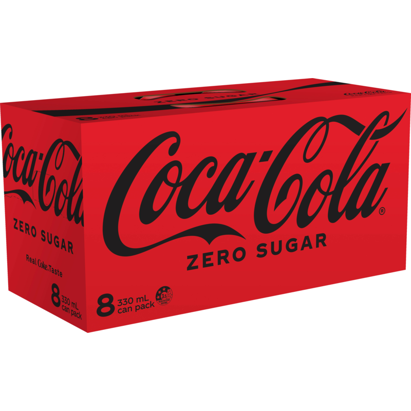 Coca Cola Zero Sugar Soft Drink Cans 8pk x 330ml