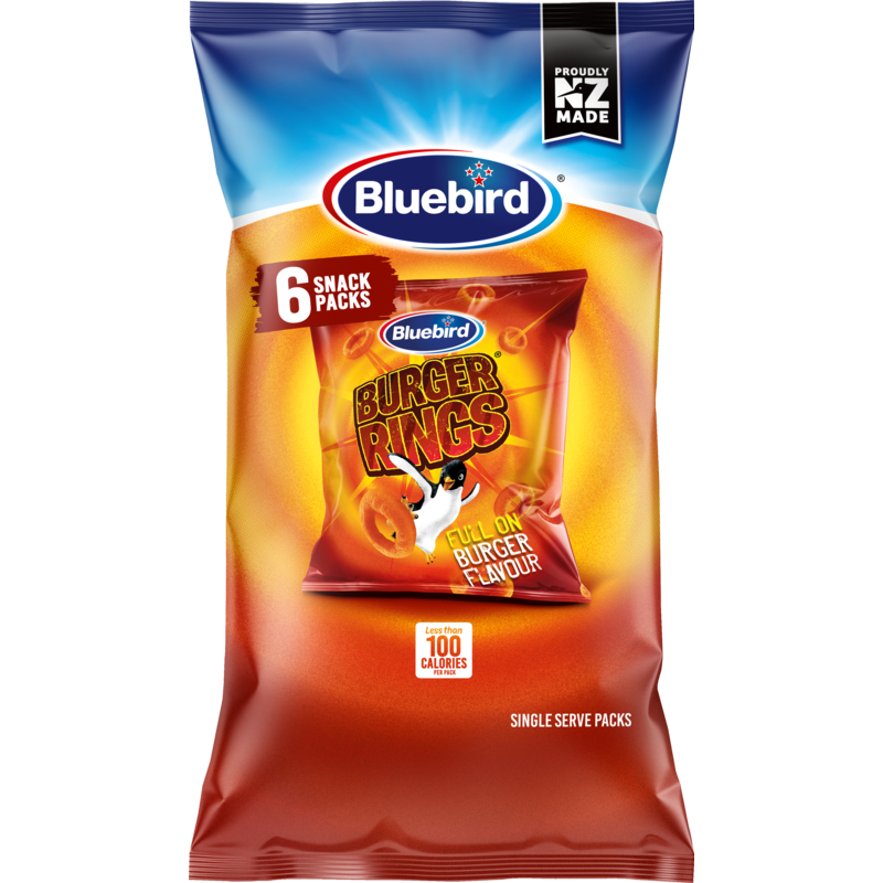 Bluebird Burger Rings Corn Snacks 6pk 108g