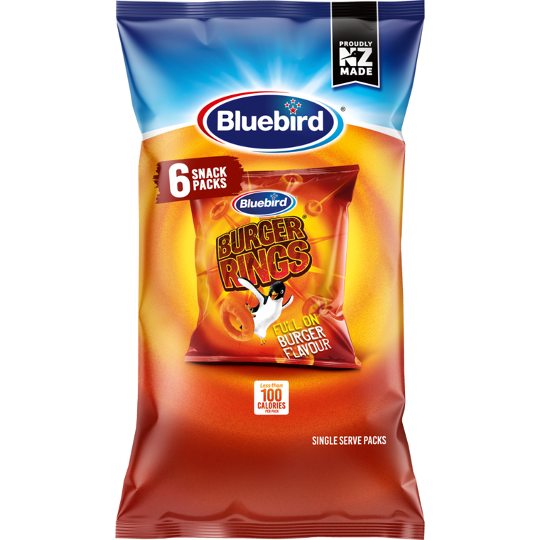 Bluebird Burger Rings Corn Snacks 6pk 108g