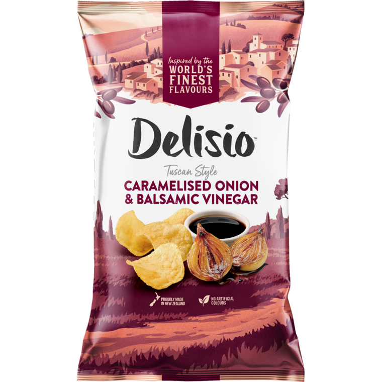 Delisio Caramelised Onion & Balsamic Vinegar Potato Chips 140g