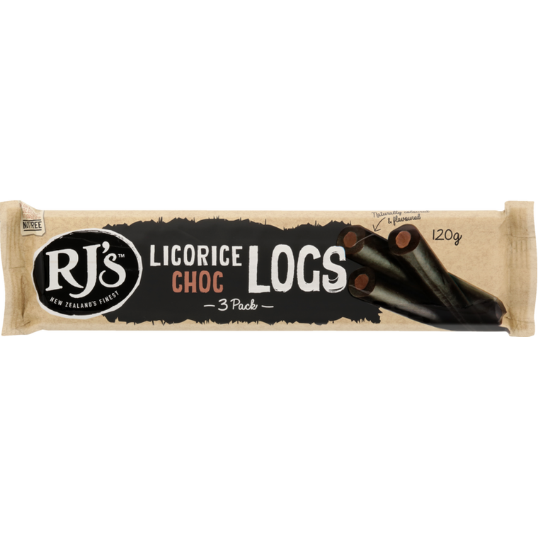 RJs Licorice Chocolate Logs Triple 120g