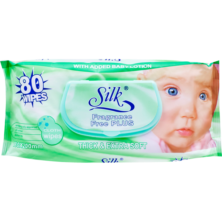 Silk Thick & Extra Soft Fragrance Free Baby Wipes 80pk