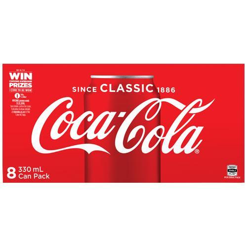 Coca Cola Classic Soft Drink Cans 8pk x 330ml