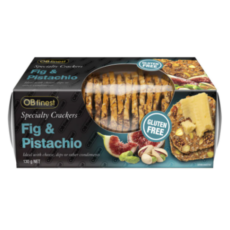 OB Finest Fig & Pistachio Gluten Free Specialty Crackers 130g