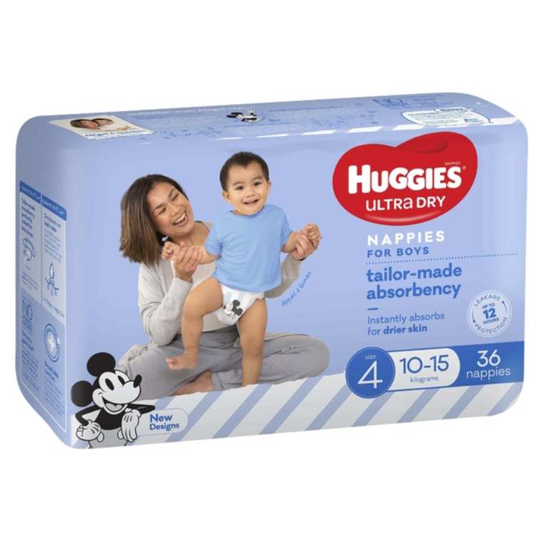 Huggies Ultra Dry Toddler Boy Size 4 Nappies 36pk