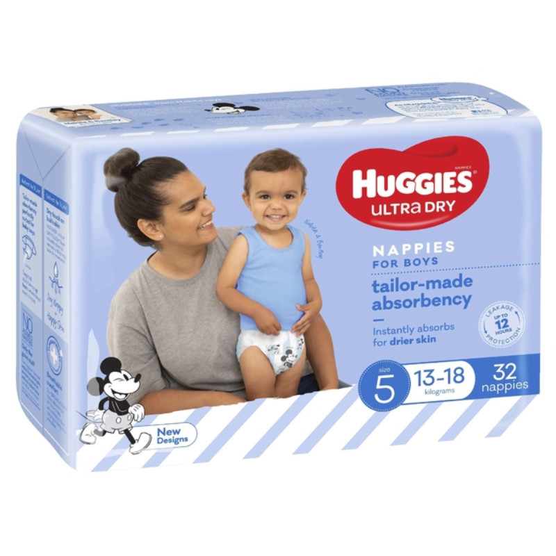 Huggies Ultra Dry Walker Boy Size 5 Nappies 32pk