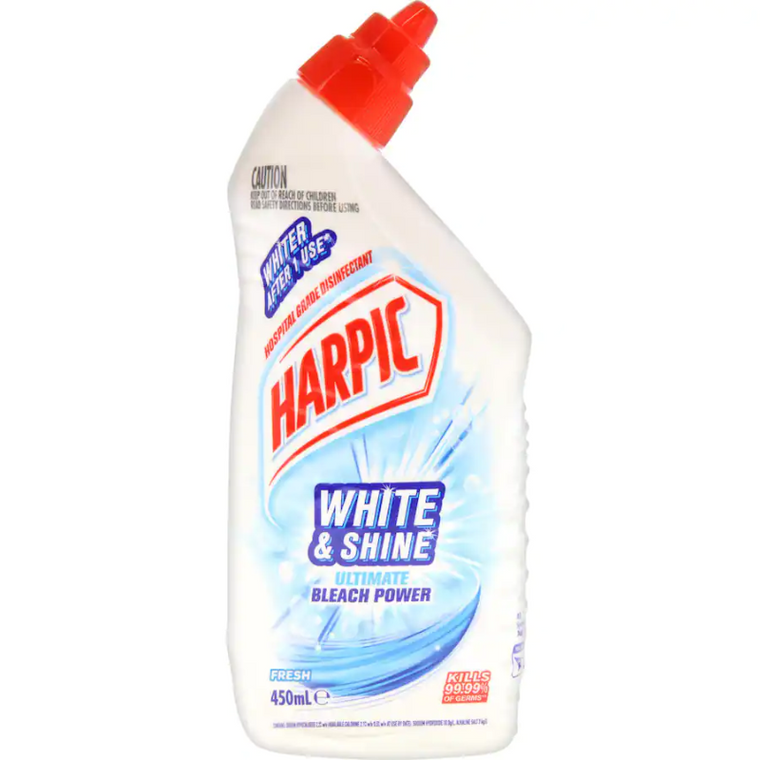Harpic White & Shine Fresh Thick Bleach Gel Toilet Cleaner 450ml
