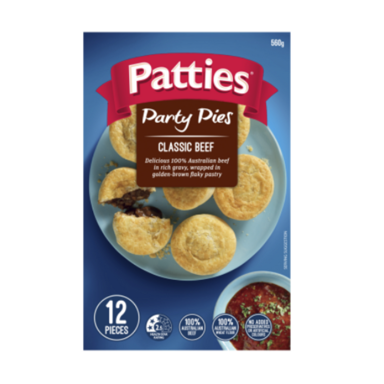 Patties Classic Beef Party Pies 12pk 560g