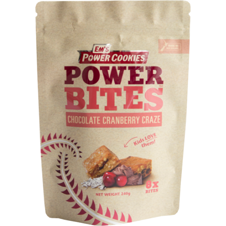 Em's Power Cookies  Power Bites Cranberry Chocolate 8pk 240g