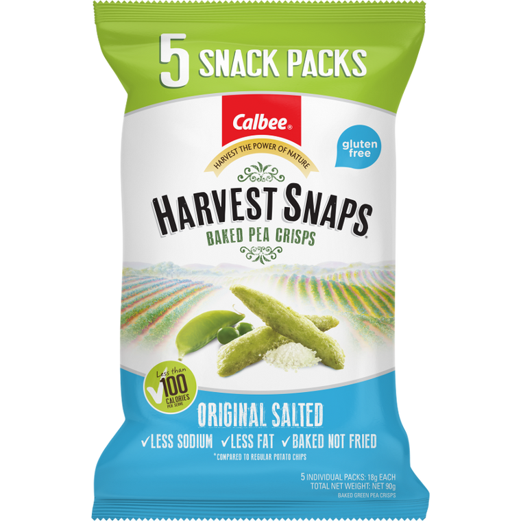 Calbee Harvest Snaps Original Salted Baked Pea Crisps 5pk 90g