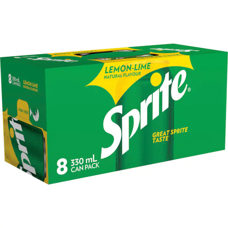 Sprite Lemon Lime Soft Drink Cans 8pk x 330ml