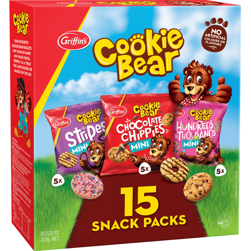 Griffins Cookie Bear Biscuits Snack Packs 15pk 375g