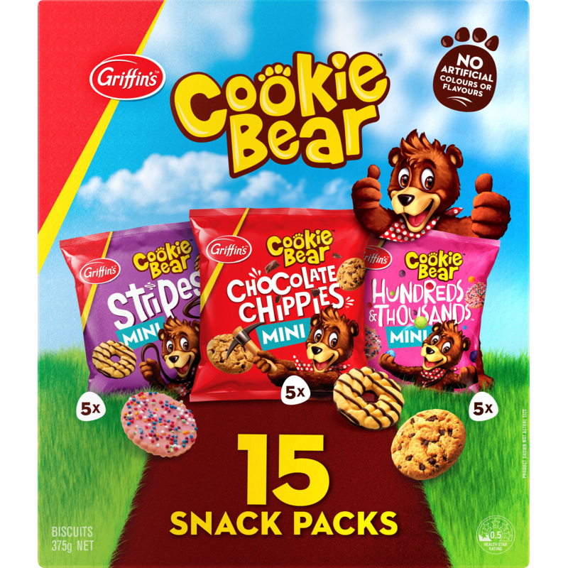 Griffins Cookie Bear Biscuits Snack Packs 15pk 375g