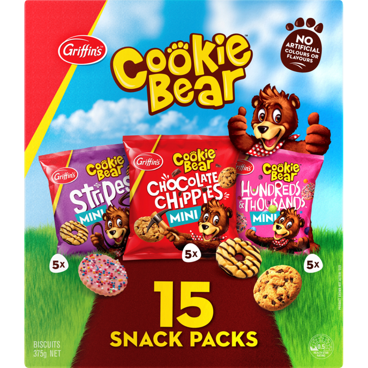 Griffins Cookie Bear Biscuits Snack Packs 15pk 375g