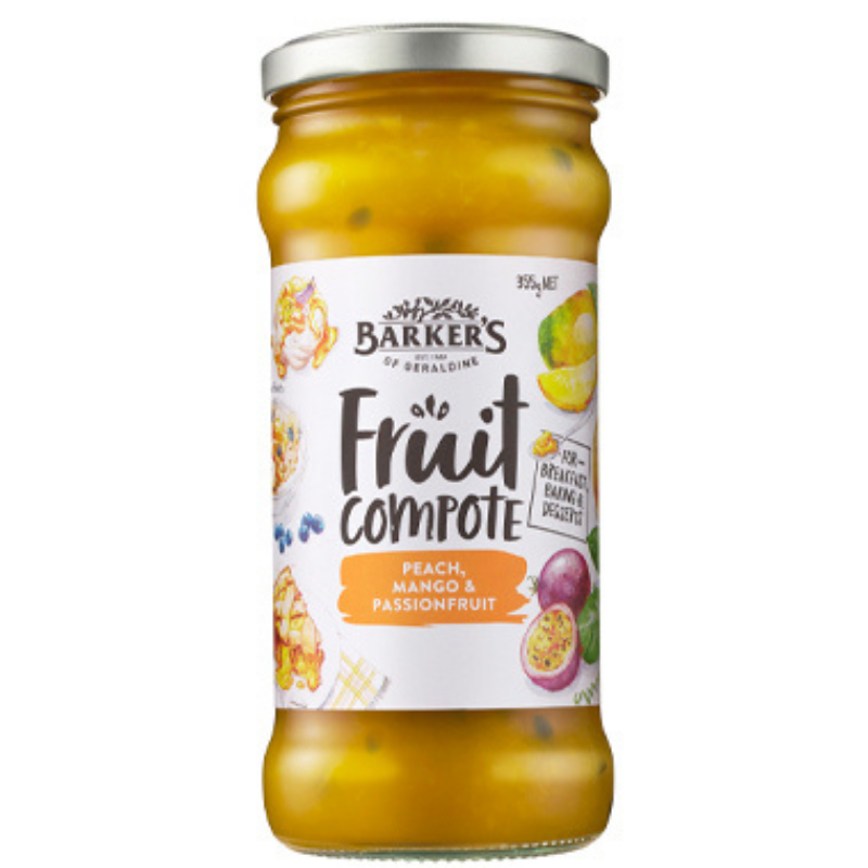 Barkers Peach Mango Passionfruit Fruit Compote 355g