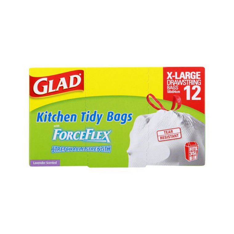 Glad Drawstring Kitchen Tidy Bags XLarge 12pk 58cm x 64cm