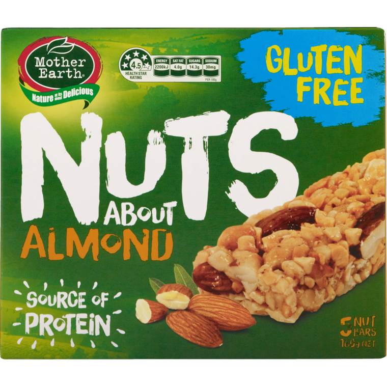 Mother Earth Nuts About Almond Nut Bars 5pk 160g