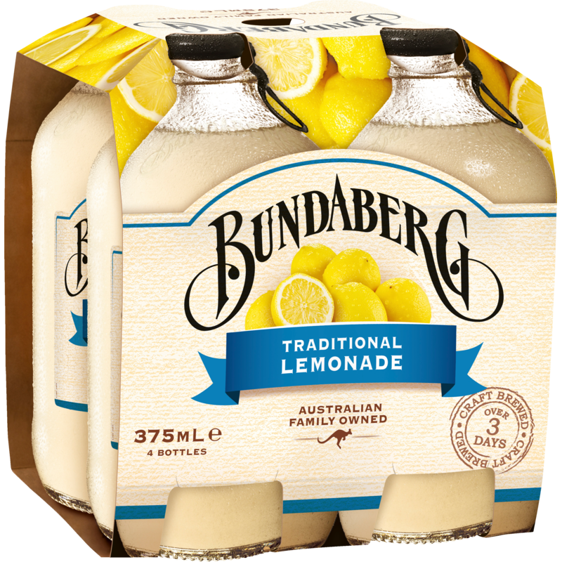 Bundaberg Traditional Lemonade Soft Drink 4pk x 375ml