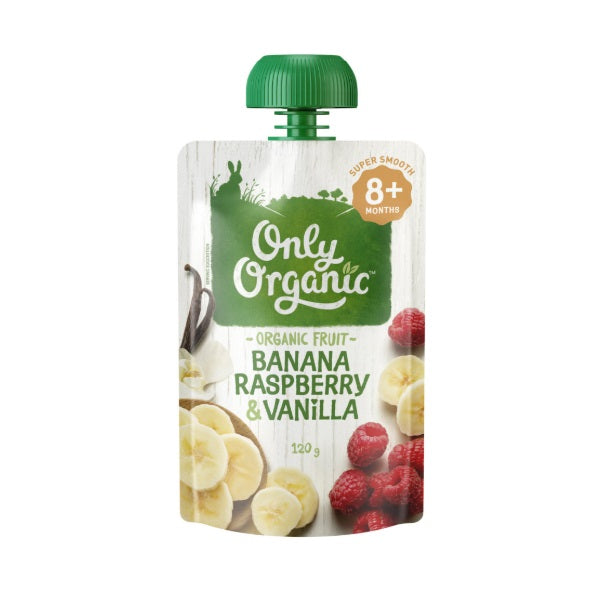 Only Organic 8mth+ Banana Raspberry & Vanilla 120g