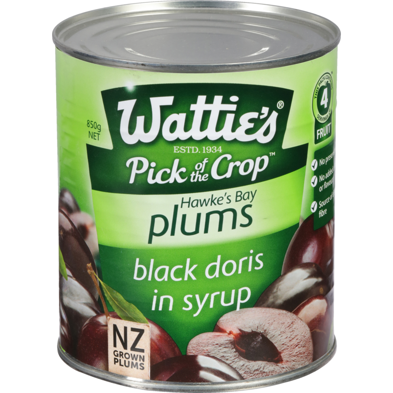 Watties Black Doris Plums In Syrup 850g