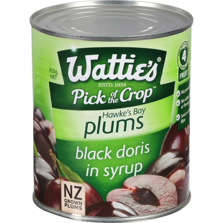 Watties Black Doris Plums In Syrup  850g