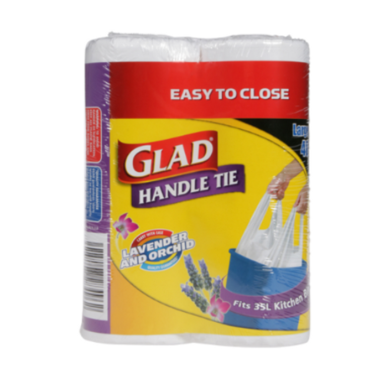 Glad Lavender Handle Tie Kitchen Tidy Bags Large Twin 40pk