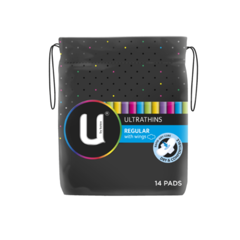 U by Kotex Ultrathins Regular Pads With Wings 14pk