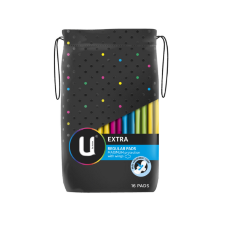 U by Kotex Extra  Regular Pads With Wings 16pk